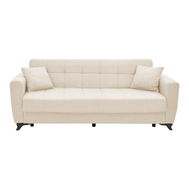 328-000043-1 Modesto three-seater sofa-bed with storage space cream fabric 215x85x80cm - Image 2