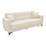 Modesto three-seater sofa-bed with storage space cream fabric 215x85x80cm