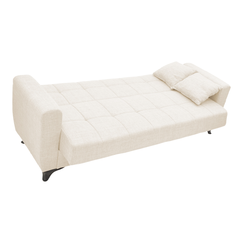328-000043-2 Modesto three-seater sofa-bed with storage space cream fabric 215x85x80cm - Image 3