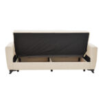 Modesto three-seater sofa-bed with storage space cream fabric 215x85x80cm - Image 4