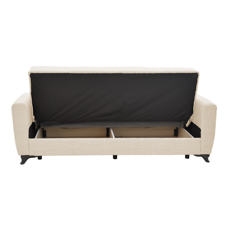 328-000043-3 Modesto three-seater sofa-bed with storage space cream fabric 215x85x80cm - Image 4