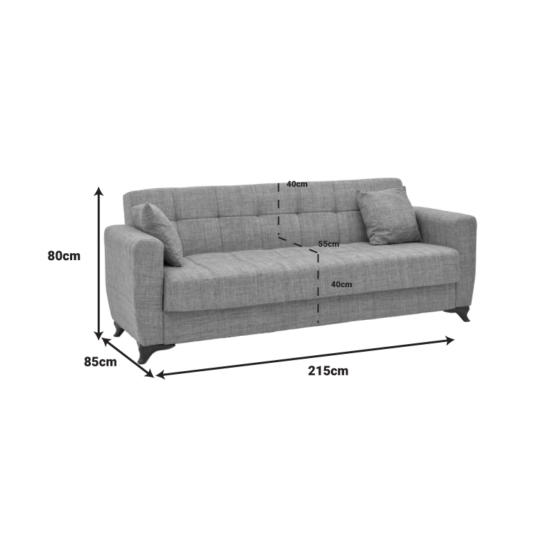 328-000043-5 Modesto three-seater sofa-bed with storage space cream fabric 215x85x80cm - Image 6
