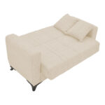 Sofa-bed with storage two-seater Modesto cream fabric 155x85x80cm - Слика 2