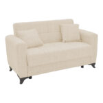 Sofa-bed with storage two-seater Modesto cream fabric 155x85x80cm