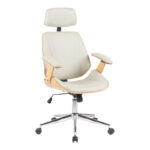 Fetseno director's office chair beige pu-chrome base 53x56x113.5-123.5cm