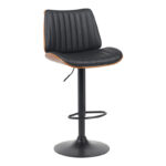 Rotating bar stool Amani black pu-black base 50.5x54x87.5-107.5cm