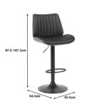 Rotating bar stool Amani black pu-black base 50.5x54x87.5-107.5cm - Image 6