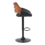 Fern folding-swivel bar stool black pu- walnut wood - black metal 50x48.5x89-110.5cm - Image 3