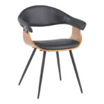 Фотелја Austen PU црна-оревово дрво-црн метал 58x55x77 см