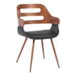 Фотелја папрат PU црна-оревово дрво 52x59x80 см