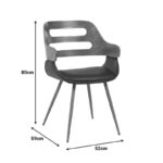 Armchair Fern PU black-walnut wood 52x59x80cm - Слика 6