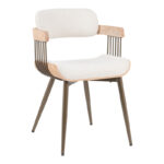 Armchair Cameo metal bronze-white-wash wood-beige fabric 53x49.5x75.5cm