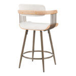 Rotating bar stool Cameo metal bronze-white-wash wood-beige fabric 53x50x93cm - Слика 2