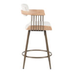 Rotating bar stool Cameo metal bronze-white-wash wood-beige fabric 53x50x93cm - Слика 3