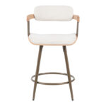 Rotating bar stool Cameo metal bronze-white-wash wood-beige fabric 53x50x93cm - Слика 4