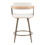 Rotating bar stool Cameo metal bronze-white-wash wood-beige fabric 53x50x93cm - Слика 5