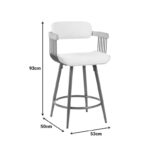 Rotating bar stool Cameo metal bronze-white-wash wood-beige fabric 53x50x93cm - Слика 6