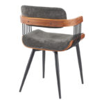 Armchair Cameo metal black-walnut wood-dark grey fabric 53x49.5x75.5cm - Image 2
