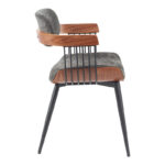 Armchair Cameo metal black-walnut wood-dark grey fabric 53x49.5x75.5cm - Image 3