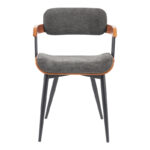 Armchair Cameo metal black-walnut wood-dark grey fabric 53x49.5x75.5cm - Image 4