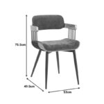 Armchair Cameo metal black-walnut wood-dark grey fabric 53x49.5x75.5cm - Image 6