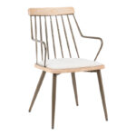 Фотелја Posse бронзена метал-бела боја дрво-беж ткаенина 52x59x83 см