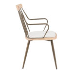 Armchair Posse bronze metal-white wash wood-beige fabric 52x59x83cm - Слика 3