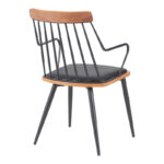 Armchair Posse metal black-walnut wood-black pu 52x59x83cm - Слика 2