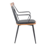 Armchair Posse metal black-walnut wood-black pu 52x59x83cm - Слика 3