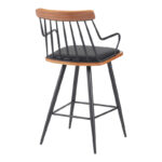 Posse bar stool metal black-walnut wood-black pu 48x54x92.5cm - Image 2
