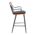 Posse bar stool metal black-walnut wood-black pu 48x54x92.5cm - Image 3