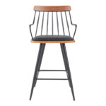Posse bar stool metal black-walnut wood-black pu 48x54x92.5cm - Image 4