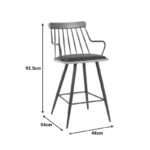 Posse bar stool metal black-walnut wood-black pu 48x54x92.5cm - Image 6