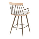 Posse bar stool bronze metal-white wash wood-beige fabric 48x54x92.5cm - Слика 2