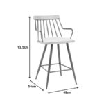 Posse bar stool bronze metal-white wash wood-beige fabric 48x54x92.5cm - Слика 6