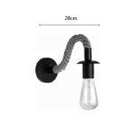 Wall light Kaniwel E27 metal and rope in black-natural color 28x10x10cm - Image 3