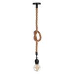 Ceiling lamp Vertuko E27 rope and metal in natural-black color D10x100cm