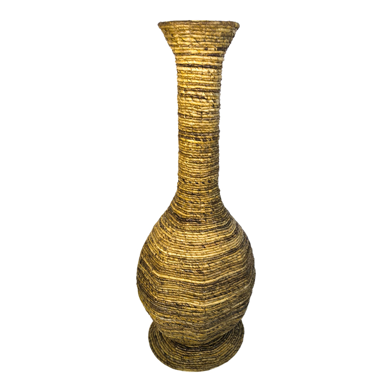 343-000096 Decorative vase Strail Inart banana rope in natural color D40x100cm - Image 1