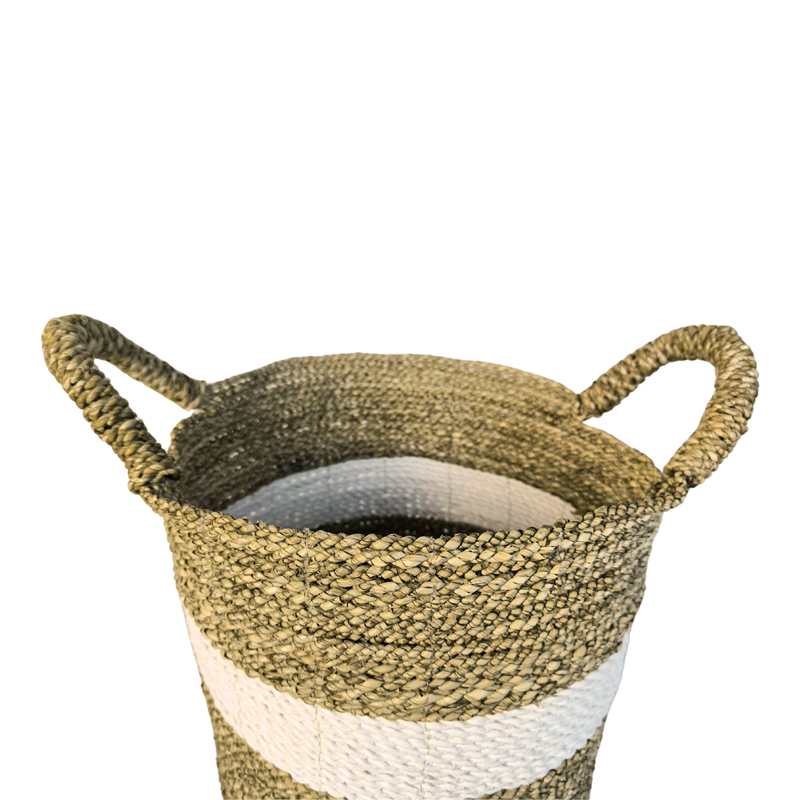 343-000106-1 Deco basket Fesia Inart set of 3pieces natural-white color seagrass - Image 2
