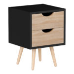 Selma bedside table in black-sonoma color 29.7x29.7x45cm - Image 2
