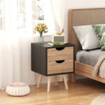 Selma bedside table in black-sonoma color 29.7x29.7x45cm