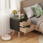 Selma bedside table in black-sonoma color 29.7x29.7x45cm - Image 3