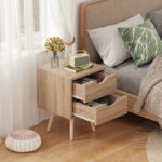 Selma bedside table in natural color 29.7x29.7x45cm - Image 3