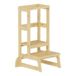 Learning tower for children Chiquel Montessori-style wood in natural color 45.7x51x90cm - Image 2