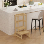 Learning tower for children Chiquel Montessori-style wood in natural color 45.7x51x90cm