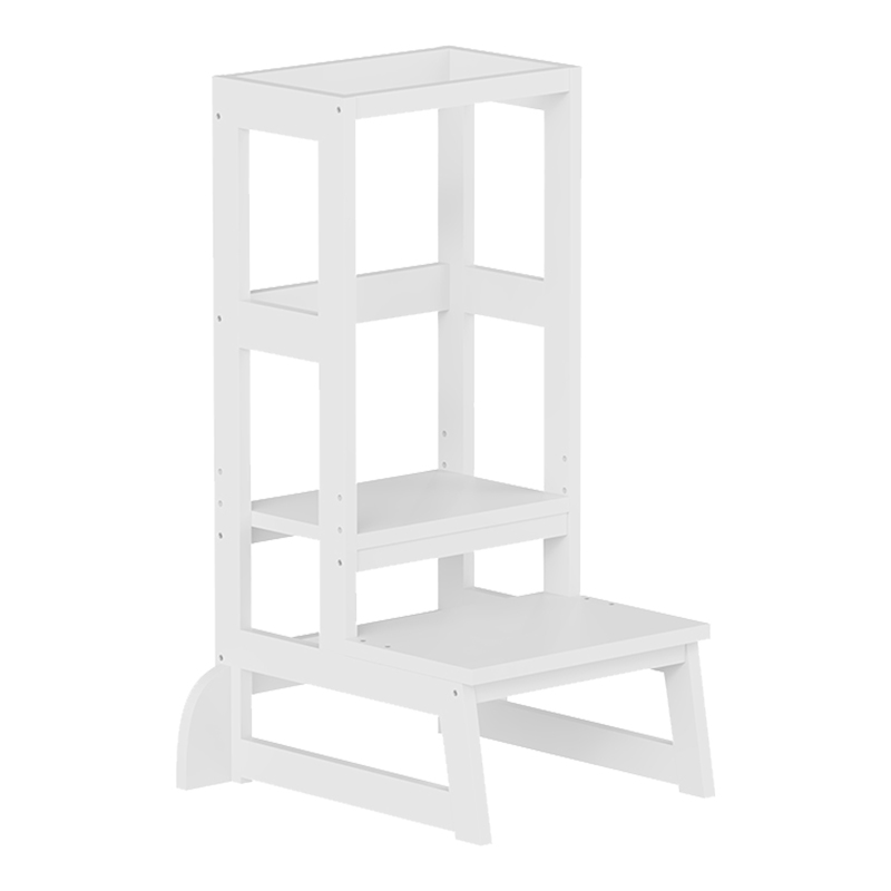 370-000029-1 Learning tower for children Chiquel Montessori-style wood in white color 45.7x51x90cm - Image 2