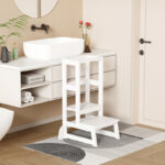 Learning tower for children Chiquel Montessori-style wood in white color 45.7x51x90cm - Image 3