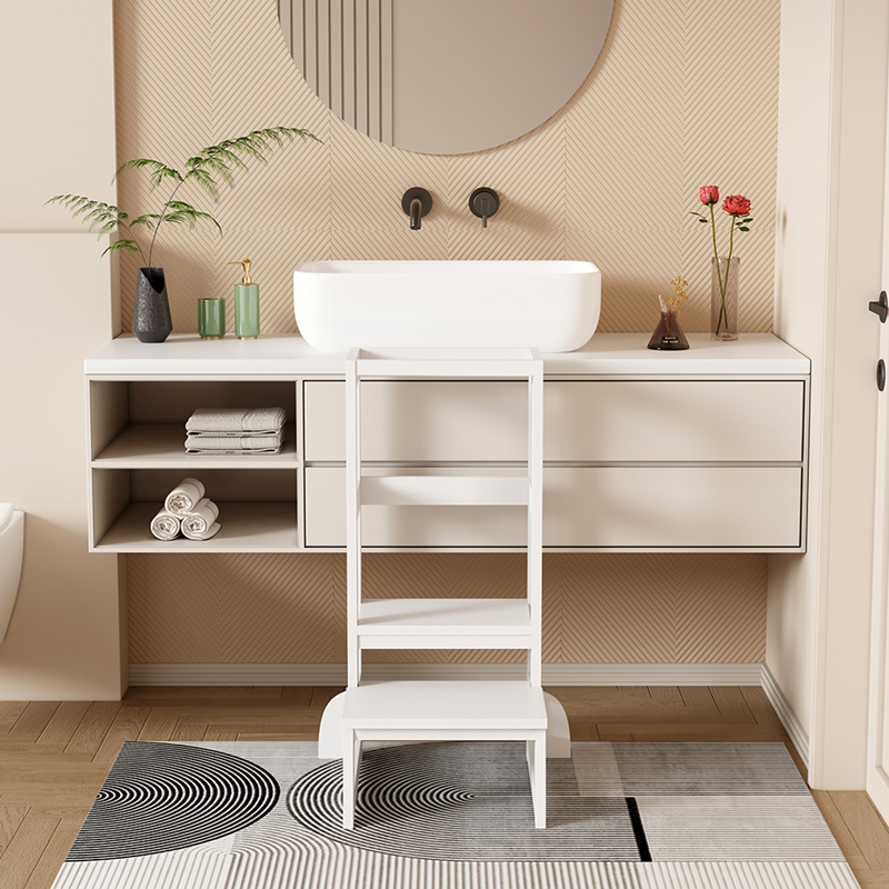 370-000029-3 Learning tower for children Chiquel Montessori-style wood in white color 45.7x51x90cm - Image 4