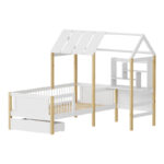 Bed for children Bedria Montessori-style wood in white-natural color 190x90cm - Image 2