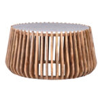 Coffee table Mable mango wood in natural color and marble look surface D80x45cm - Image 3